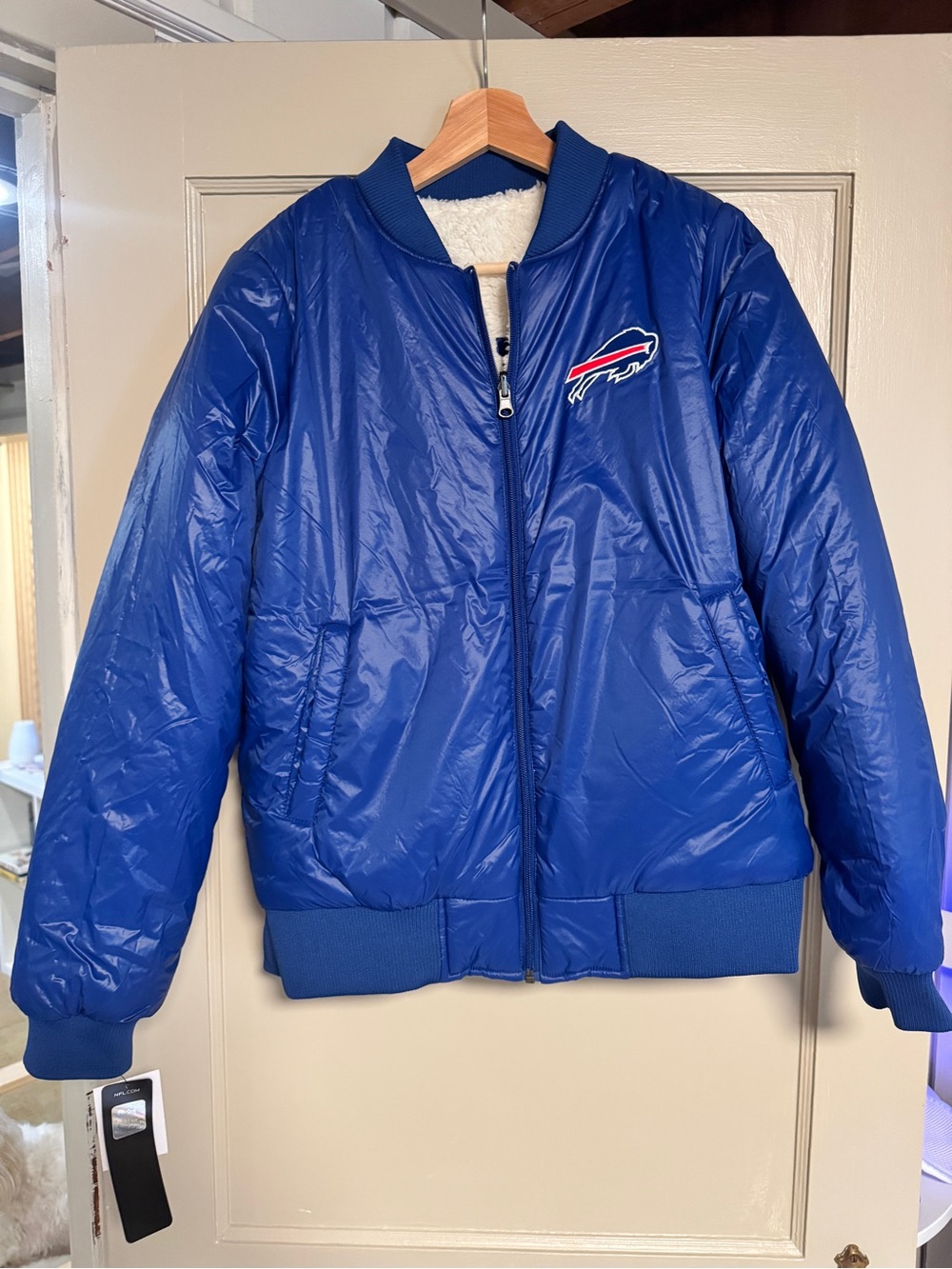 NFL Women’s Buffalo Bills Royal Blue Puffer Bomber Jacket